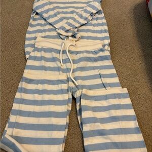 Sail to Sable Blue and Cream Striped Set